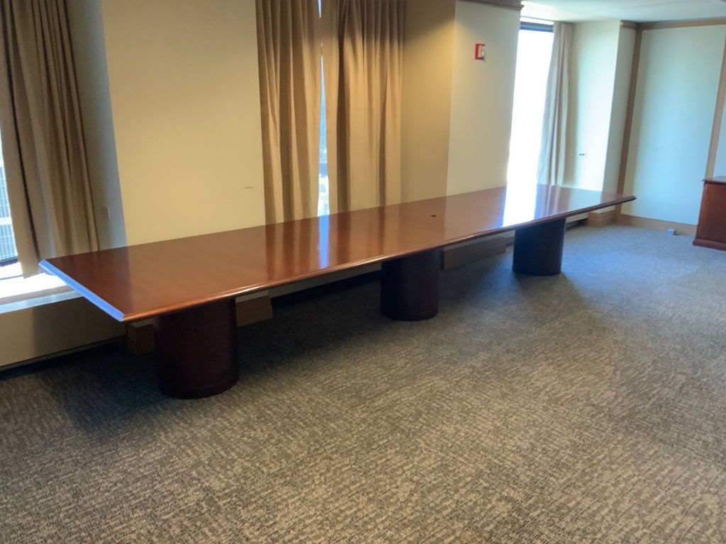 Traditional Conference Table, 48x180, 2 Pc Top, Slab-Legs, Walnut