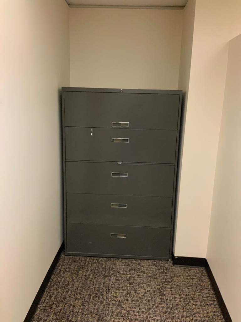 Lateral File, 42W, 5-Drawer, Dark Grey