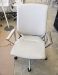 Rolling White Leather Task Chair 