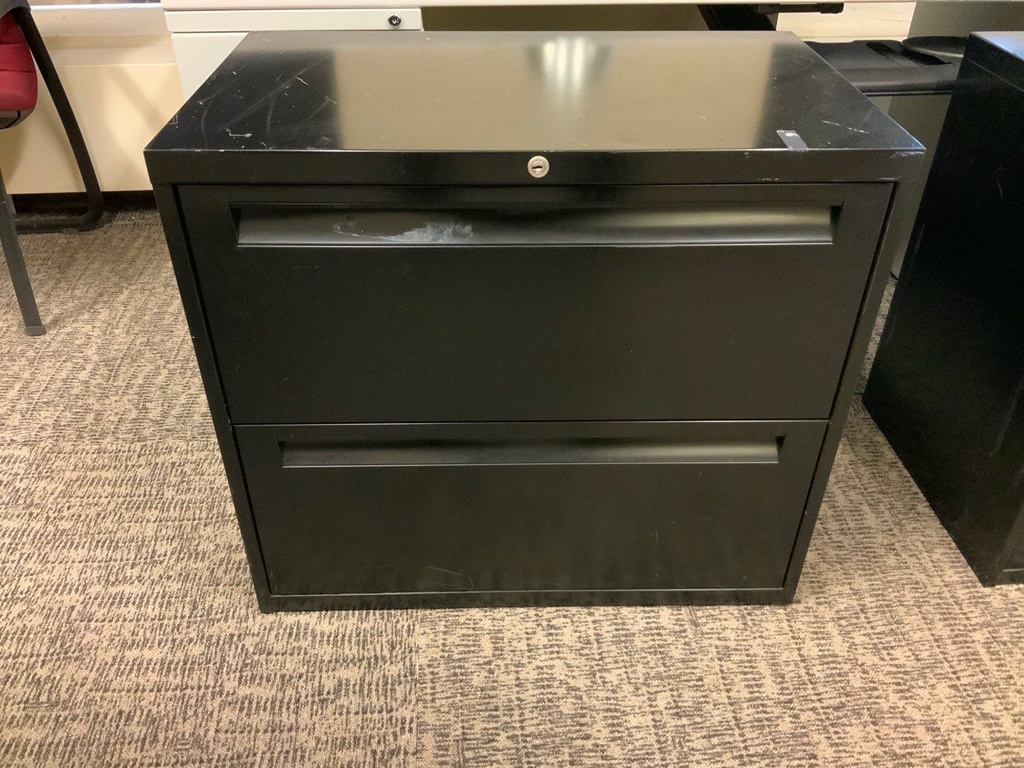 Lateral File, 30W, 2-Drawer, Black