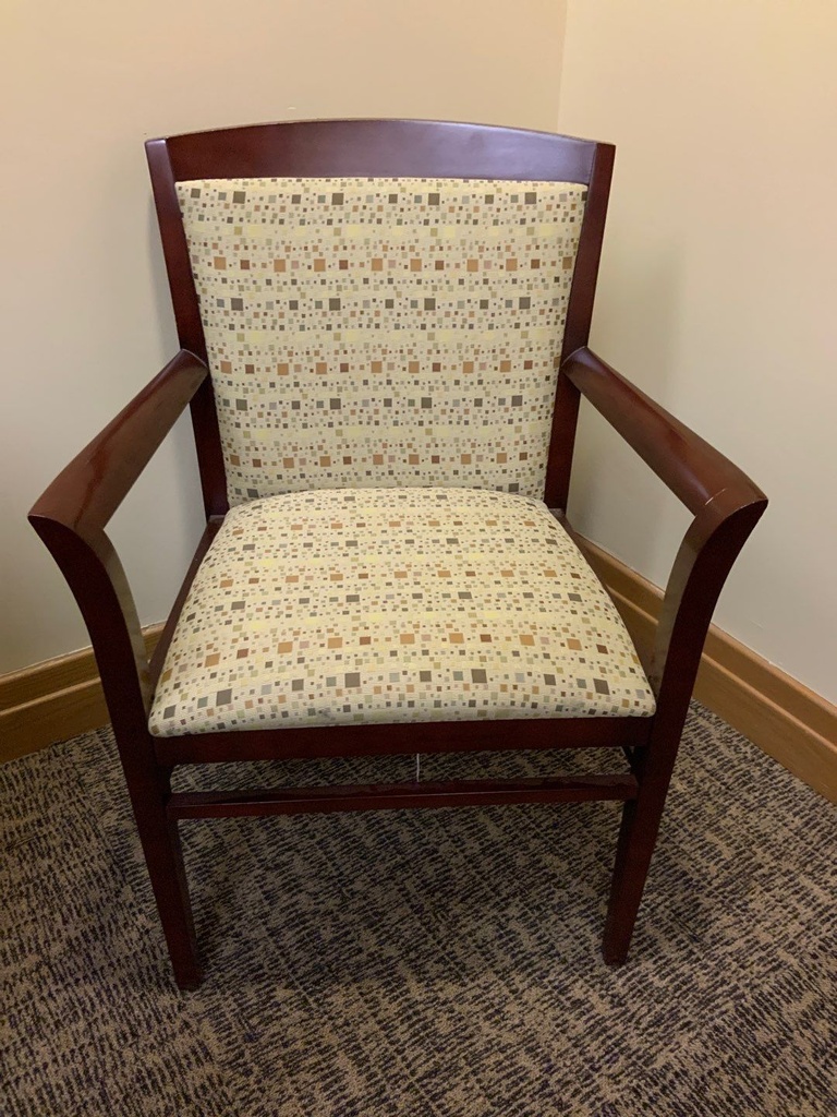 Guest Chair, Wood, Upholstered Seat and Back, with Arms