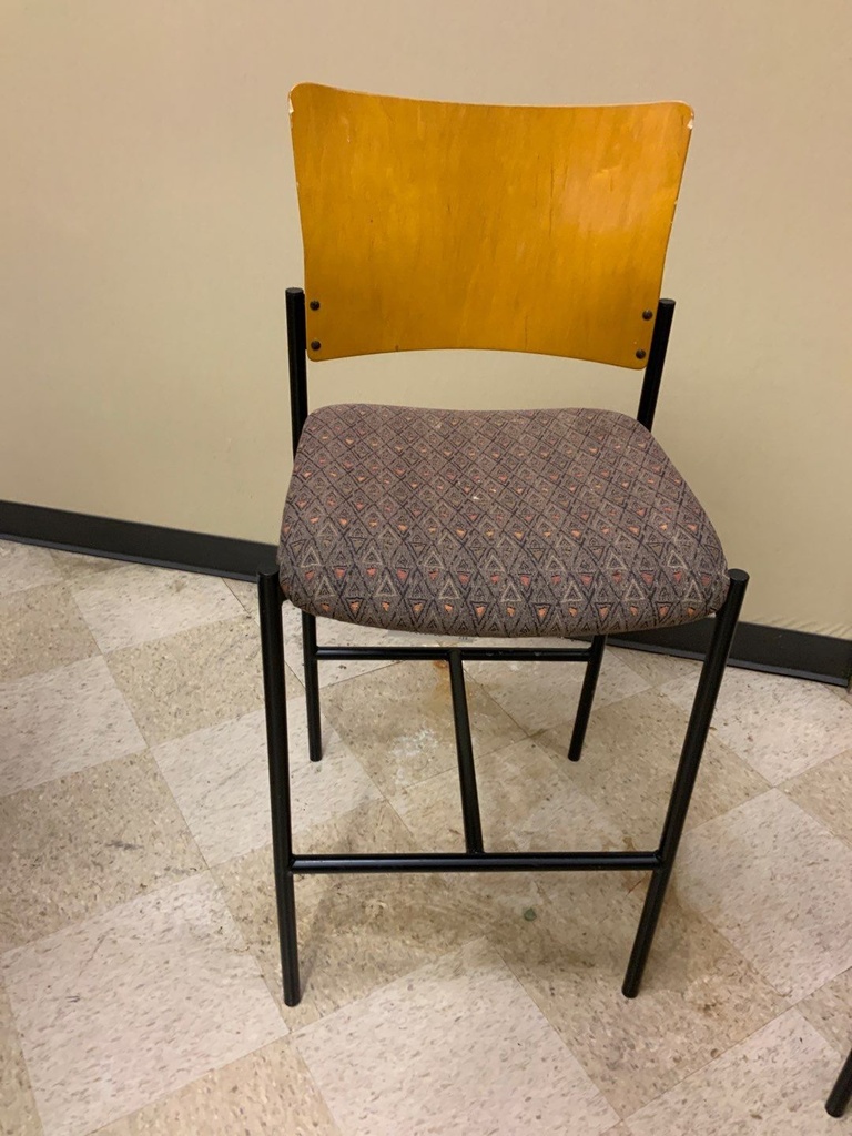 Guest Chair, Café Stool, Upholstered Seat, Wood Back, without Arms