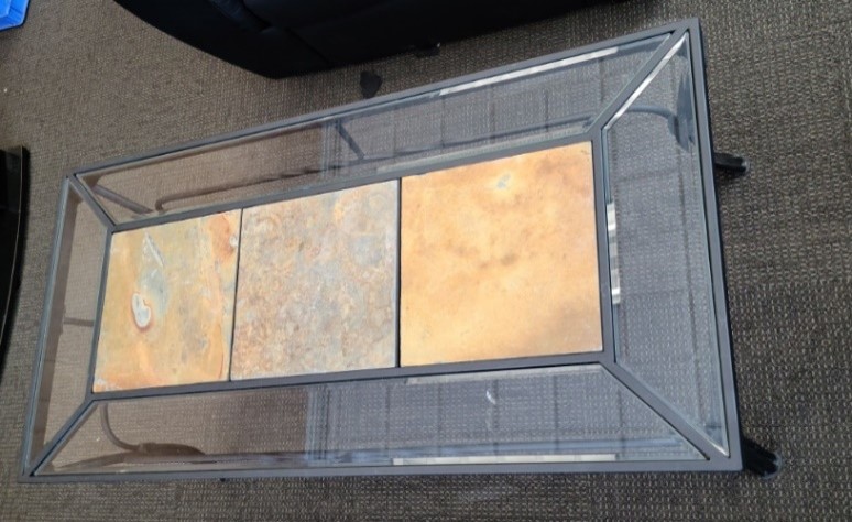 Glass Coffee Table with Tile Design