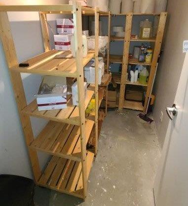 Wooden Supply Room Shelves