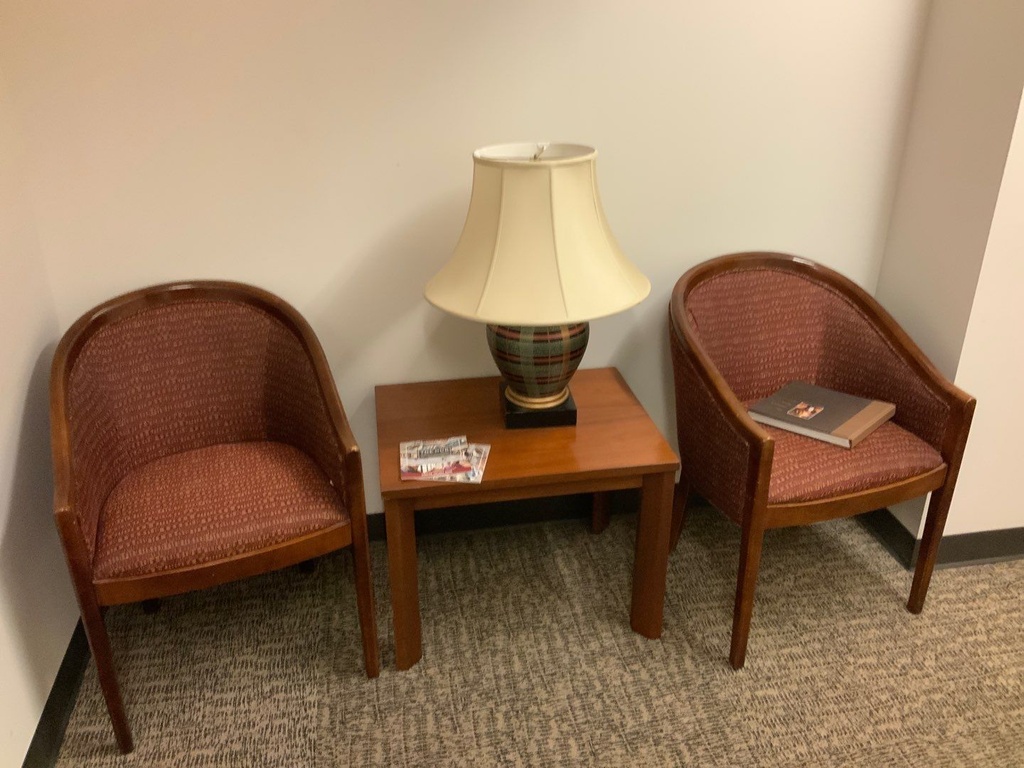 Guest Chair, Wood, Upholstered Seat and Back, with Arms, Curved Back,
Rounded Wood Arms