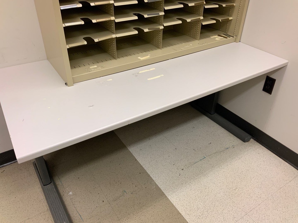 Utility Table, 30x60, Laminate Top, Painted Silver Legs`