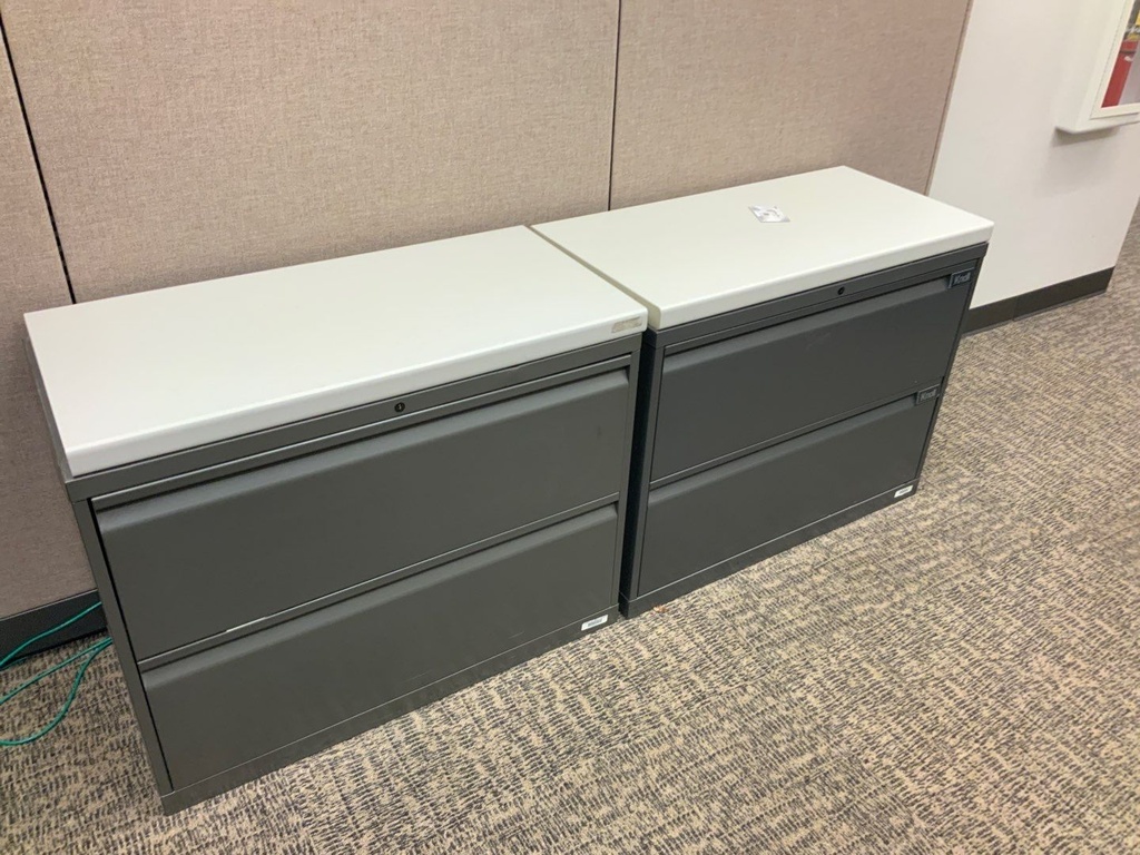 Lateral File, 42W, 2-Drawer, Charcoal w/ Laminate Top