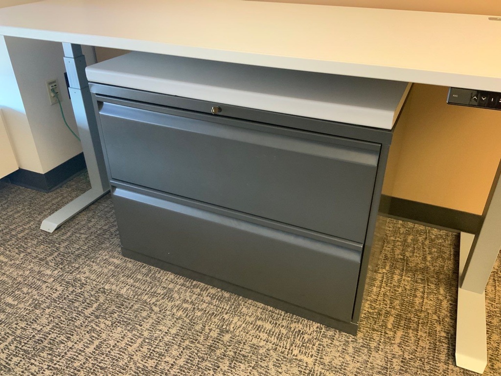Lateral File, 36W, 2-Drawer, Charcoal w/ Laminate Top