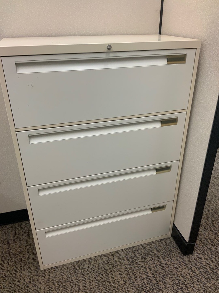Lateral File, 36W, 4-Drawer, Putty