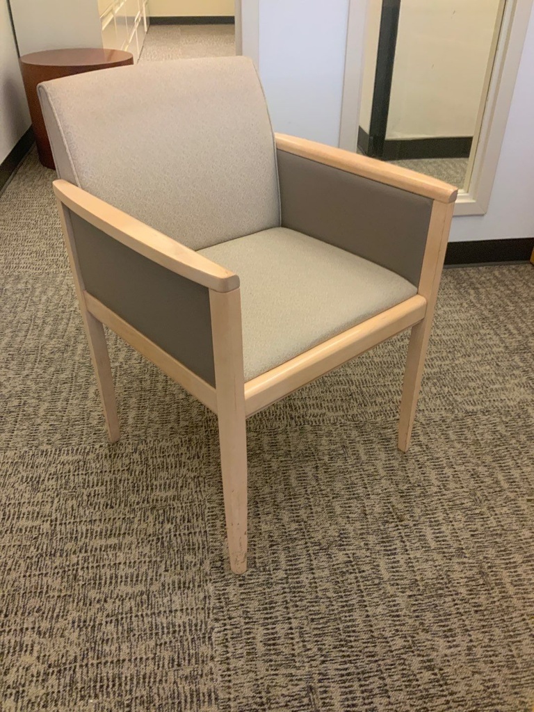 Guest Chair, Wood, Upholstered Seat and Back, with Arms