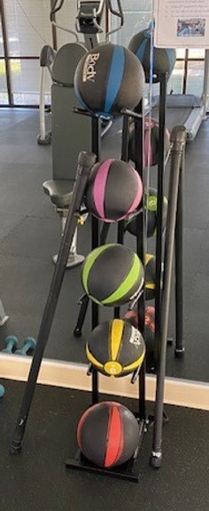 Set of 5 weighted balls with rack
