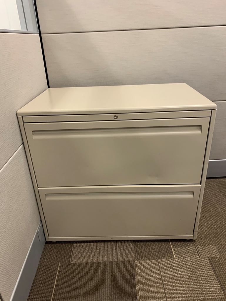 2 Drawer Tan Filing Cabinet - With Lock