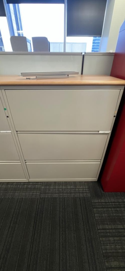 Metal 3-High Lateral File Cabinet - Grey (Floor 4)
