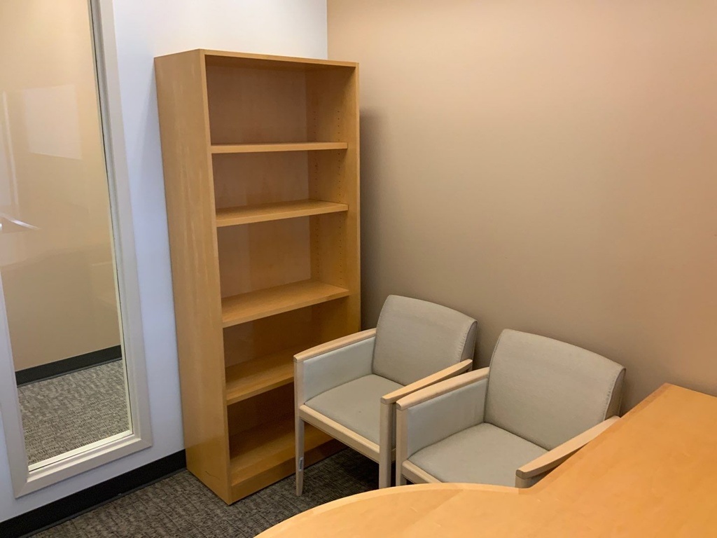 Executive "U" Group - Bullet Top Desk w/ Freestanding Hutch, Tackboards, Task light, Surface Storage Tower Desk, Center Drawer, Credenza w/ Double Lateral File &amp; BBF, Left Hand - Light Maple