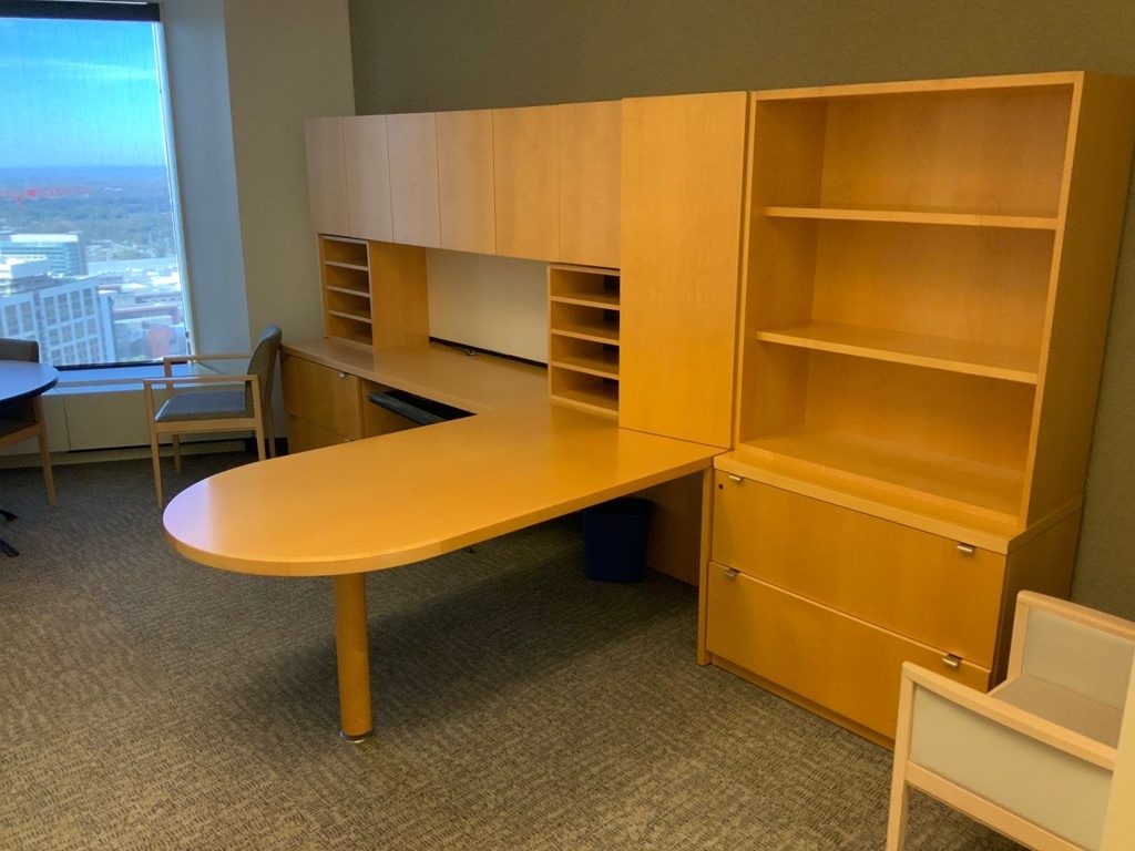 Executive Wood Veneer 3 - Drawer Lateral File w/ Top Bookcases, 36"W x 24"D