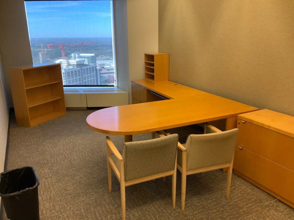 Knoll Reff "L" Desk, 30x66 Single Pedestal Desk - Right BBF, 24x48 Return Left FF