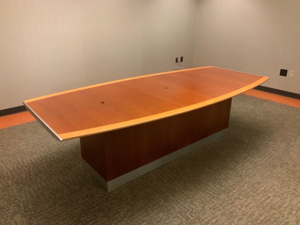 Conference Table, Boat Shaped, 1 Pc. Top, 3 - "T" Leg Supports
