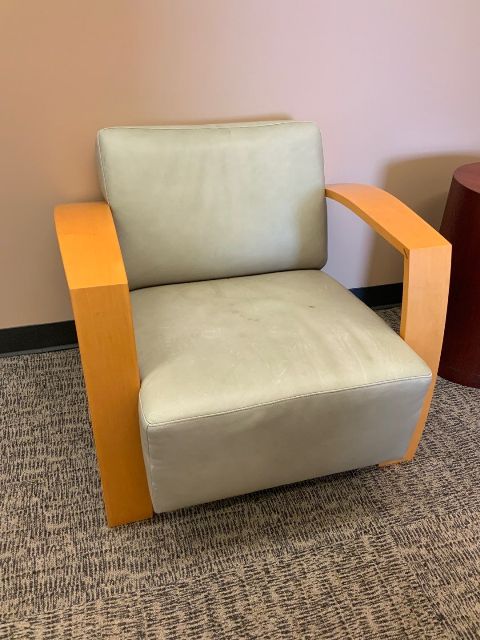 Club Chair, Wood Frame and Arms, Upholstered Seat and Back