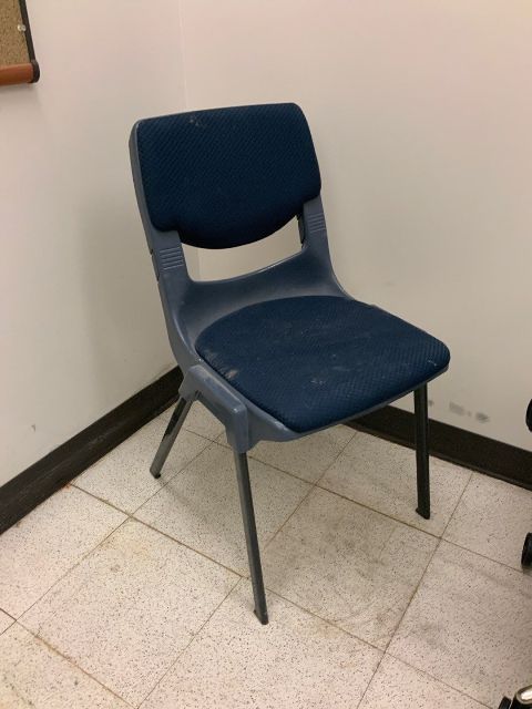 Stack Chair, Grey Poly Shell, Padded Seat, Black Legs