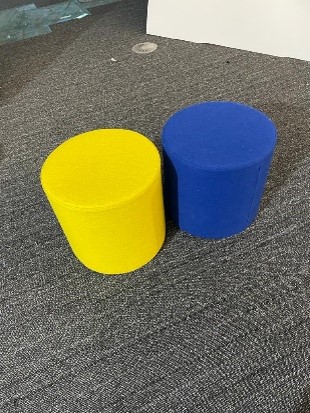 Blue and Yellow Ottomans