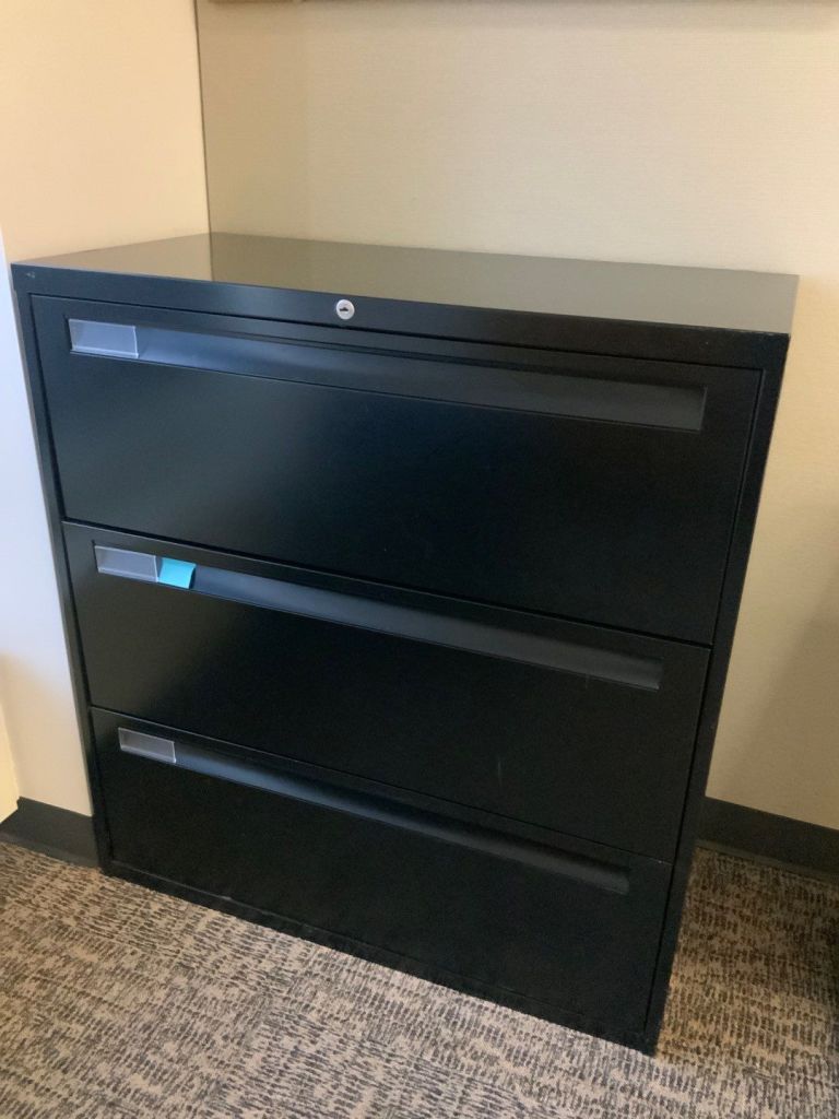 36"W 3-Drawer Lateral File, -+Black