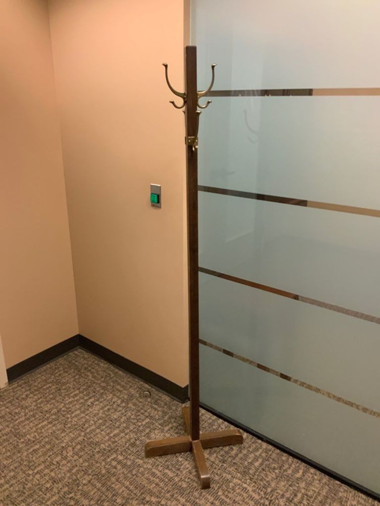 Traditional Coat Tree, Wood, Walnut, Brass Hooks