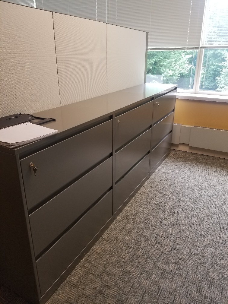 Dark Grey Lateral 3-Drawer Filing Cabinet (Set of 3 attached)