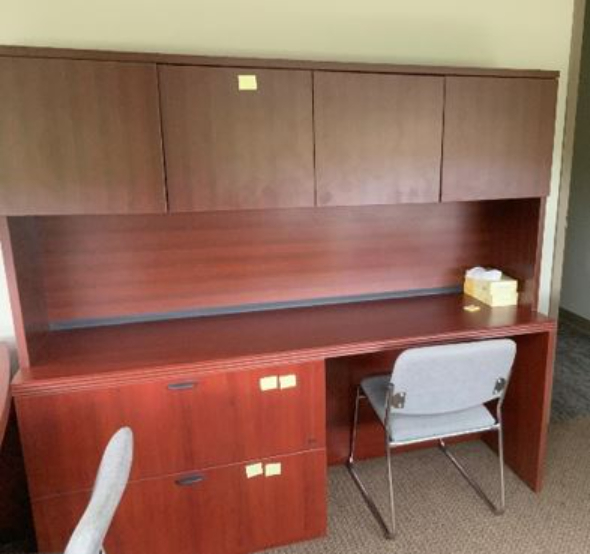 Desk with 2-Drawer Lateral Filing Cabinet and Hutch