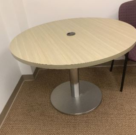 Table, round, ivory/silver