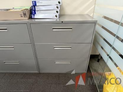 Archivero metálico horizontal de 3 cajones color gris 