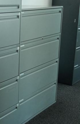 Metal filing cabinet, 4-drawers, grey | Archivador de metal, 4 cajones, gris