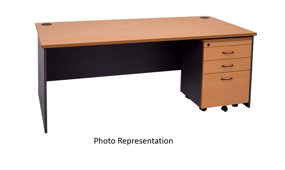 Desk with pedestal (on right)