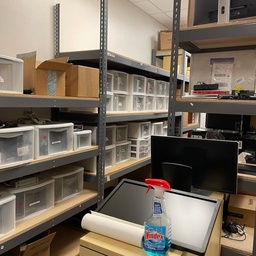 [#I2-48] Tennsco shelving units with boxes