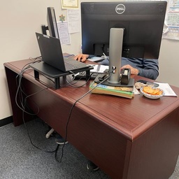 [#E4-76] Double ped cherry desk