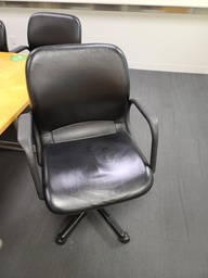 [#B5-37] Black Leather Task Chair - With Arms