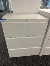 [#D8-14] #10 - white Metal file  (3) drawer cabinets 30 x 19 x 39.5