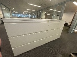 [#D8-16] #11A- white Metal file  (3) drawer cabinets 4  w top 84 x 37.5