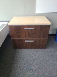 [#D30-7] Two-drawer wood cabinet - 3' wide x 2' deep x 30" tall