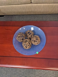 [#J1-14] Glass Blue Bowl with Wood Balls