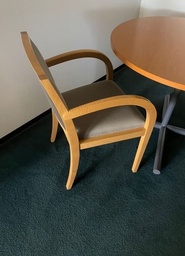 [#B8-62] Wood Chair, Grey Fabric