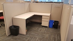 [#A4-3] Workstation (1 BBF ped, metal, fabric, desk measure 70" x 60")