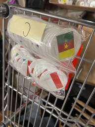 [#I2-18] Bin of country-themed buttons, misc.