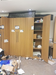 [#D31-7] Tall wood storage cabinet