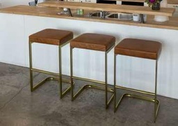 [#B1-6] Brown Leather Stools