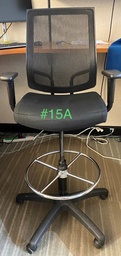 [#B13-13] STOOL w/ cushioned seat, mesh back, plastic frame w/ foot ring