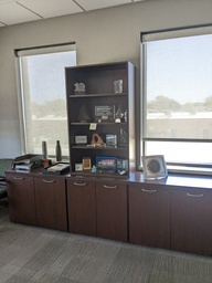 [#D25-37] storage wall, 3 2-door cabinets with 1 4-high bookshelf on top