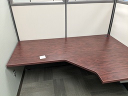 [#A4-46] workstation, fabric/glass panels, L-shape surface, lateral file back surface