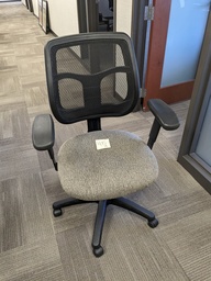 [#B13-47] task chair, mesh back, upholstered seat, 5 star swivel base, adjustable arms