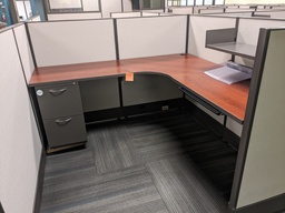 [#A4-181] workstations, L-shape surface, shelf, pencil drawer, f/f storage