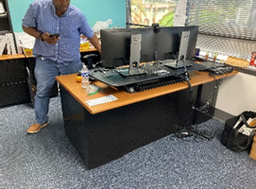 [#E4-63] Black Desk with Wood Top, 72x36x27"